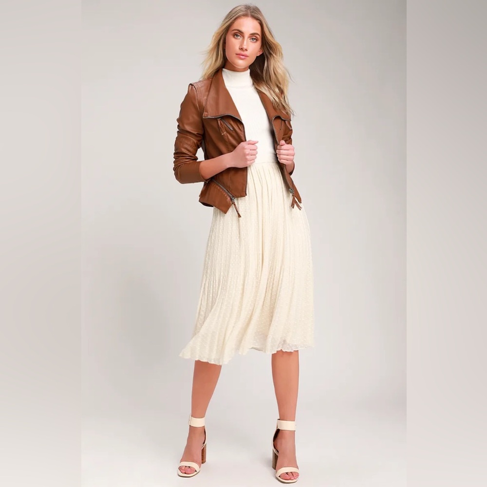 Lulus Up On A Tuesday Camel Vegan Leather Jacket Brown - Size XL - Picture 3 of 9